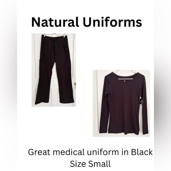 BNWT Natural Uniforms Shirt & Pants Set in Black Size Small - Picture 1 of 15